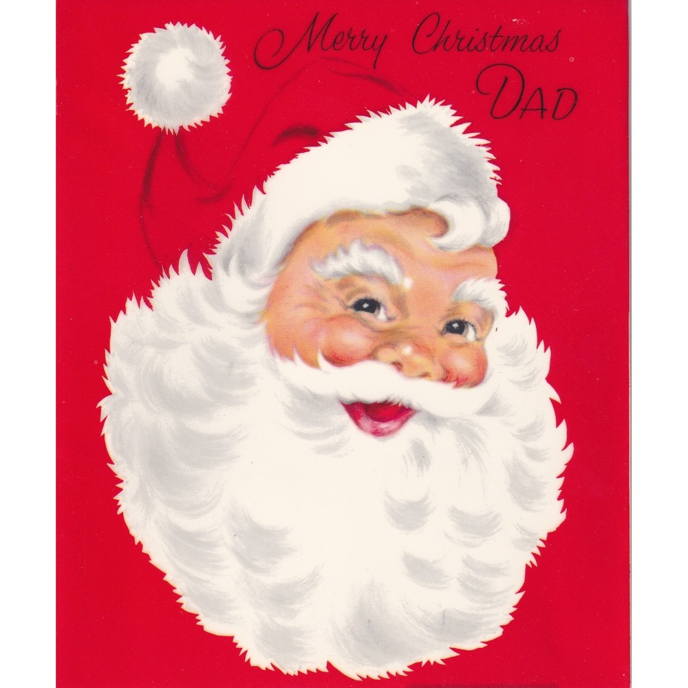 Vintage Buzza Cardozo Santa Christmas Card Dad Mid Century Retro Kitschy